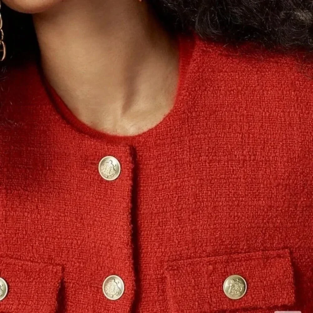 NWT J.Crew Isabelle Lady Jacket in Radiant Ruby Red Tweed 16 $248 - Picture 3 of 8